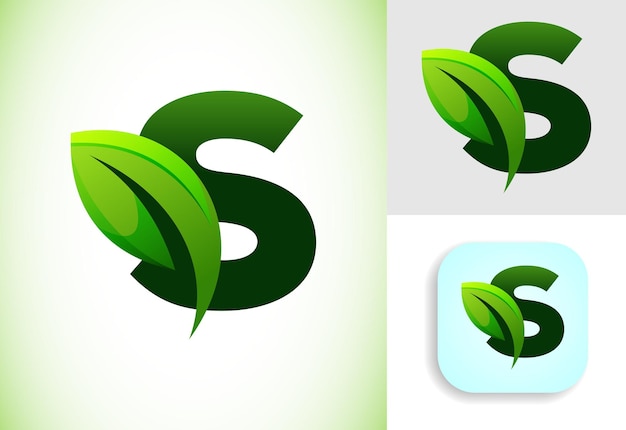 Initial S alphabet with a leaf Ecofriendly logo concept Graphic alphabet symbol for business and company identity