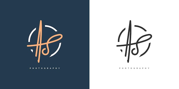 Design iniziale del logo a e s con stile di scrittura a mano. as signature logo o simbolo per matrimonio, moda, gioielli, boutique e identità aziendale