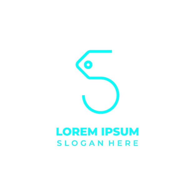 Iniziale s logo del negozio combinazione vettoriale della lettera s con il simbolo dell'etichetta di prezzo in stile lineart