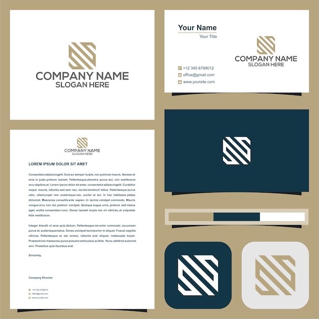 Vector initial s in square logo with business card