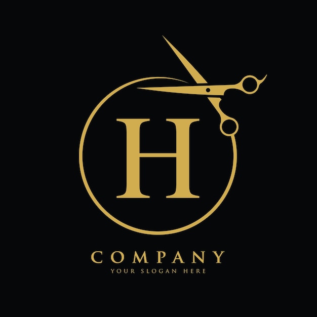 초기 가위 편지 H 로고 디자인 벡터 템플릿 추상적인 원형 H 로고 디자인