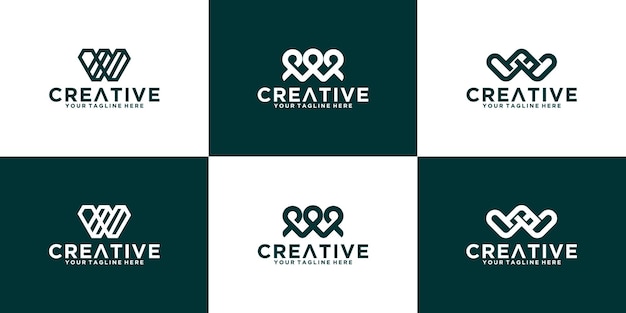 Set iniziale di lettere w logo design