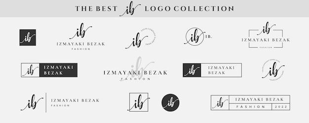 Initial simple letter IB I logo monogram on black for beauty fashion photography design collection