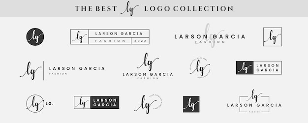 Vector initial simple letter lg l logo monogram on black for beauty fashion photography design collection