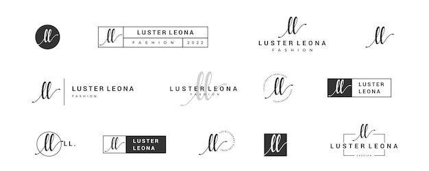 Monogramma iniziale semplice lettera ll l logo su nero per la collezione di design di fotografia di moda di bellezza