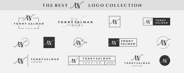 Vector initial simple letter ts t logo monogram on black for beauty fashion photography design collection