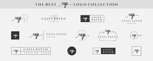 Vettore monogramma con logo iniziale semplice lettera up u su nero per la collezione di design di fotografia di moda di bellezza