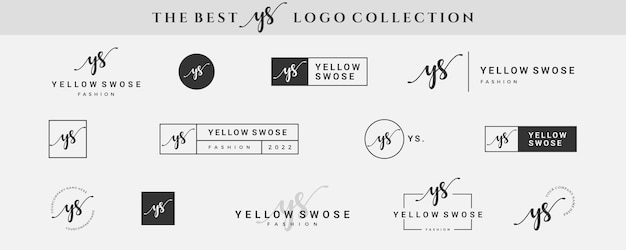 Vector initial simple letter ys y logo monogram on black for beauty fashion photography design collection