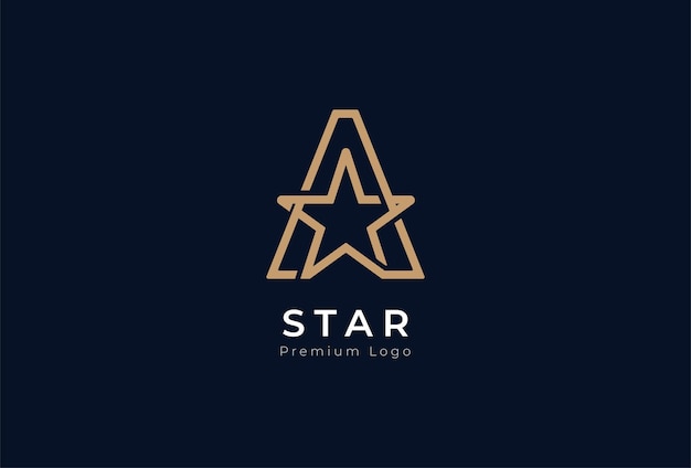 イニシャル A スター ロゴ、スターの組み合わせで文字 A、ブランドやビジネスのロゴに使用可能