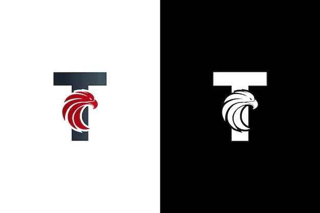 Первоначальная буква T Eagle Logo Icon с творческой векторной иллюстрацией логотипа Eagle Head Letter T Eagle