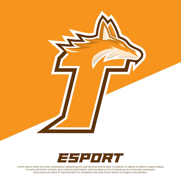 이니셜 T 문자 로고 디자인 늑대 마스코트 esport 로고 디자인 Cerberus Head Mascot Esport