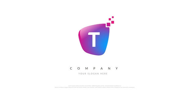 Initial T Logo Design With Digital Symbol