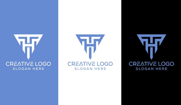 Initial TH logo design concept icon symbol monogram simple typeface