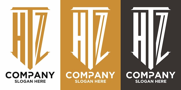 Initial three letter shape logo vector H T Z