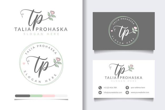 Initial tp feminine logo collections with business card template