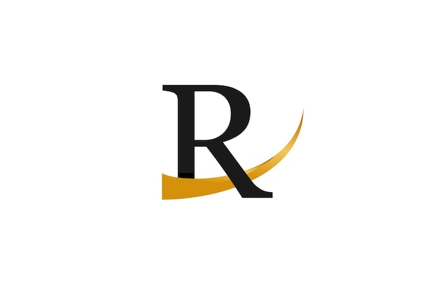 Initial Typography R Stylish Swoosh Gold Logo