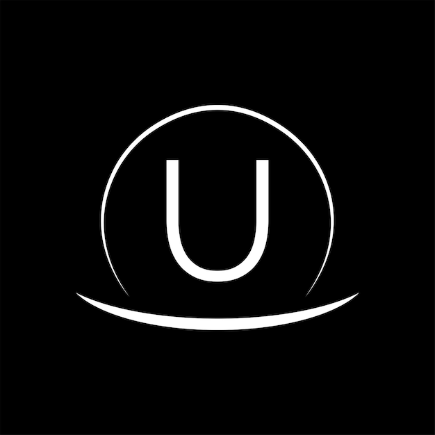 initial U circle letter logo design U logo icon vector template on dark background