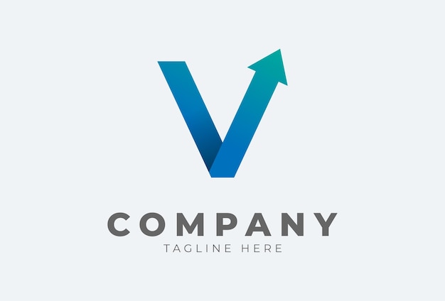 Initial V logo. letter V with arrow in gradient colour usable for finance, logistic and company logo