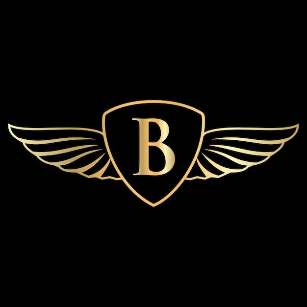 Initial Wing Logo On Letter B Alphabet For Transportation Logo Symbol