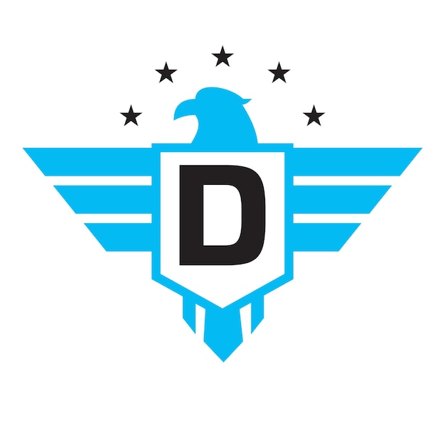 Initial Wing Logo On Letter D For Transportation Symbol