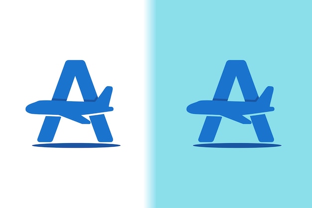 Initial A with aircraft logo design icon template element stock vector