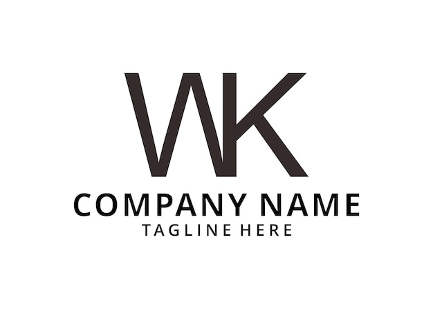 Initial WK Letter Logo Design Template Vector