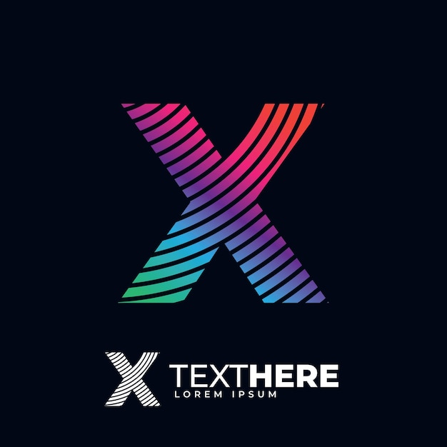 Initial X letter colorful Modern digital alphabet font Rainbow color logo design futuristic font