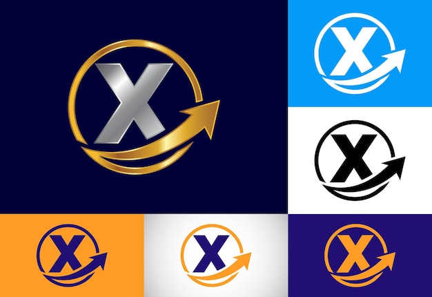 Initial X monogram alphabet symbol design incorporated with the arrow Financial or success logo