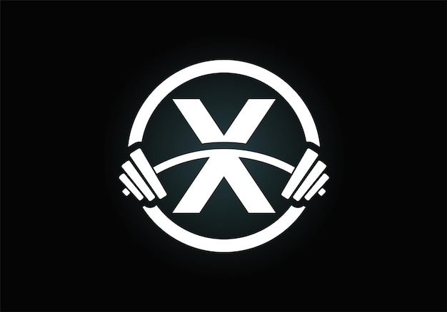 Initial X monogram alphabet with a barbell Lifting vector logo design Vector logo for bodybuilding