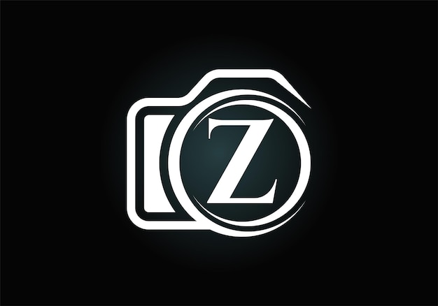 Initial z monogram letter alphabet with a camera icon photography logo vector illustration