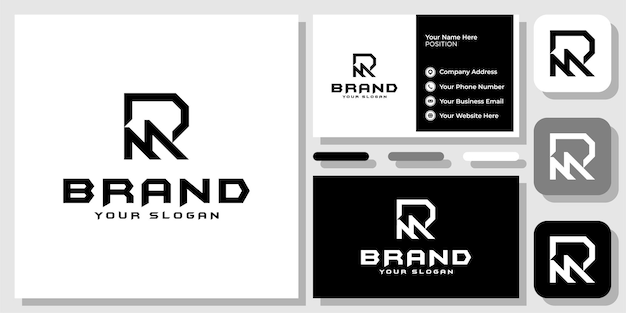 Initialen brief RM MR Monogram plat zwart creatief modern Logo ontwerp met sjabloon voor visitekaartjes