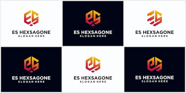 Initialen ES hexagon logo Monogram