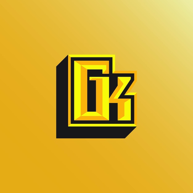 Initialen gk-logo met een felle kleur is geschikt voor esports-teams en anderen