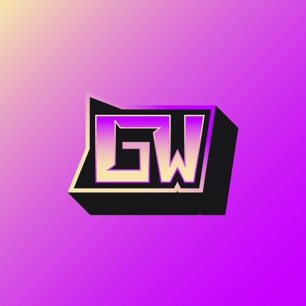 Initialen gw-logo met een felle kleur is geschikt voor esports-teams en anderen