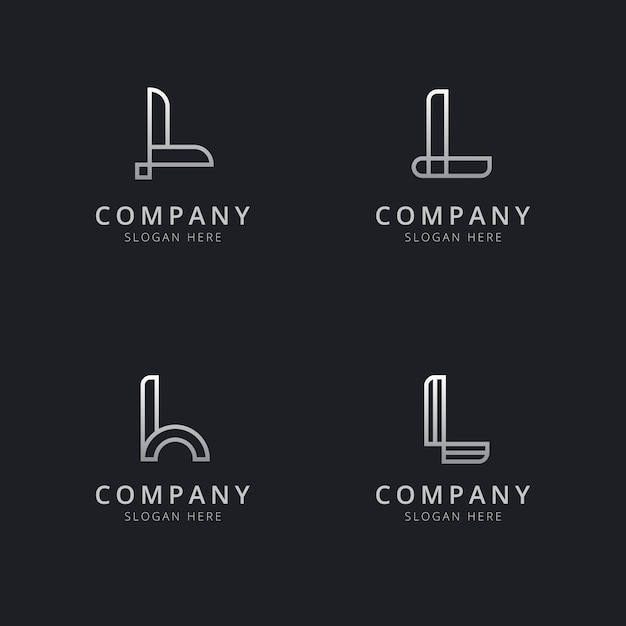 Initialen l-lijn monogram logo sjabloon met zilveren stijlkleur voor het bedrijf