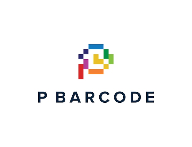 Initialen letter p barcode eenvoudig strak creatief geometrisch modern logo-ontwerp