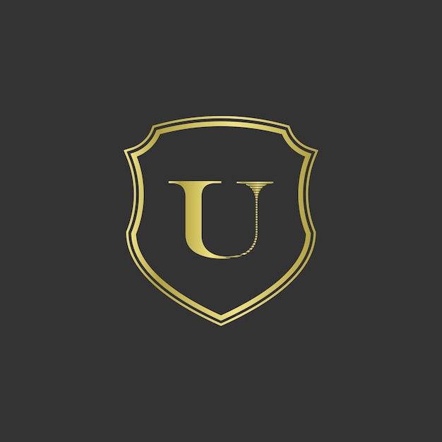 initialen letter U elegant gouden logo