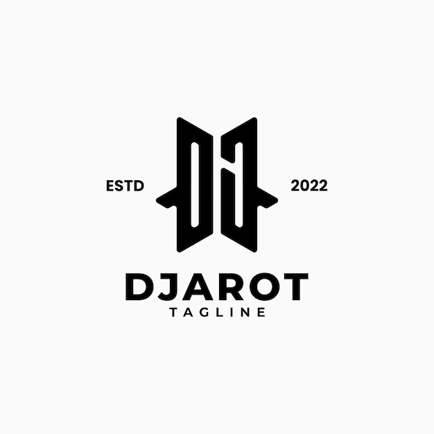 Initialen monogram logo met letter dj