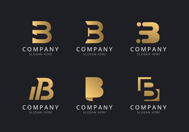 Initials b logo template with a golden style color for the company