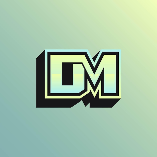 Vector initials dm logo with a bright color is suitable for esports teams and others