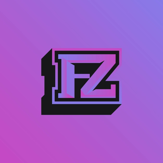 Il logo fz delle iniziali con un colore brillante è adatto per squadre di esports e altri