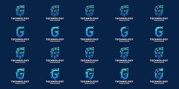 Initials G technology logo design set collections