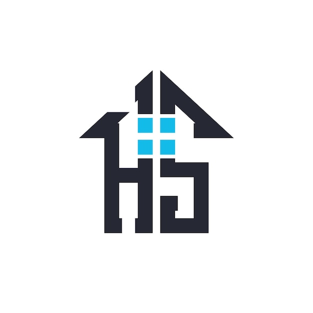 initials hs house logo design creative letter hs with house icon for real estate property and business branding