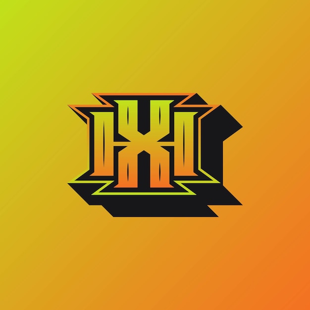 Il logo hx delle iniziali con un colore brillante è adatto per squadre di esports e altri