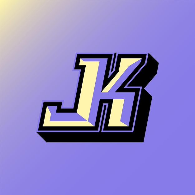 Initials JK logo with a bright color is suitable for E sports teams and others