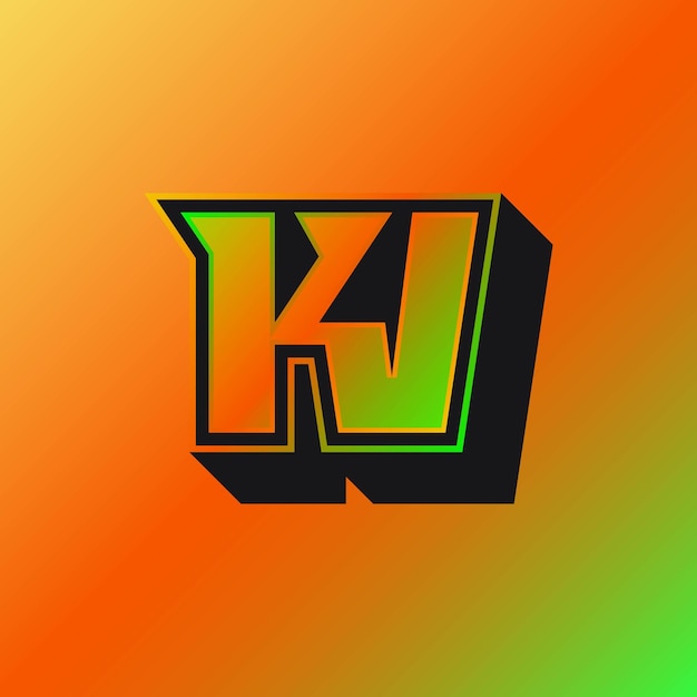 Initials kv logo with a bright color is suitable for esports teams and others