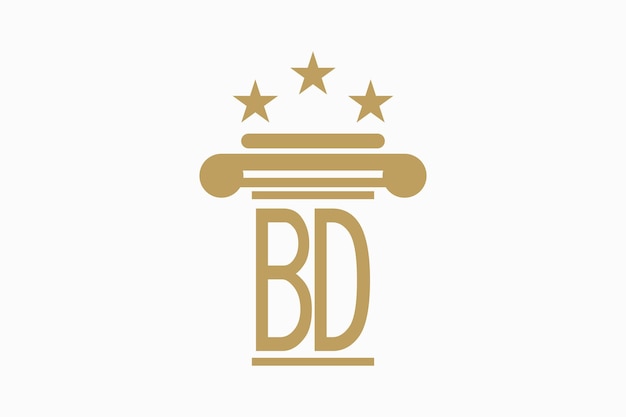 инициалы логотип юридической фирмы с буквой логотип bd consept премиум вектор