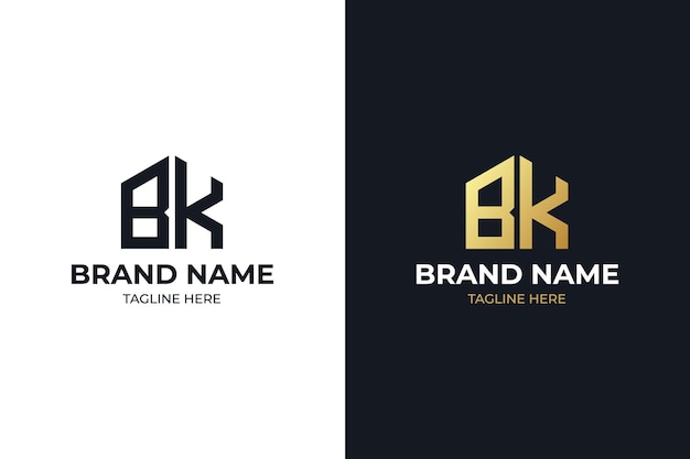 이니셜 편지 Bk 부동산, 부동산 및 부동산 비즈니스 로고 디자인