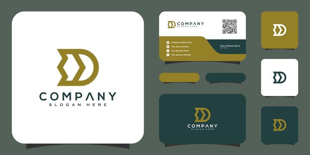 Инициалы буква d логотип вектор дизайн шаблона и визитная карточка