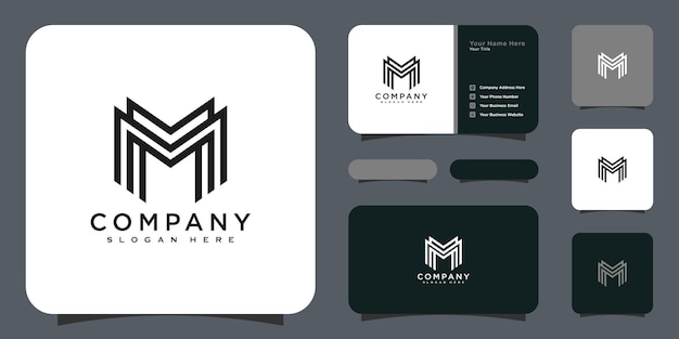 Initials letter m logo vector design and business card